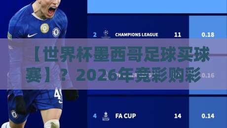 【世界杯墨西哥足球买球赛】？2026年竞彩购彩全攻略